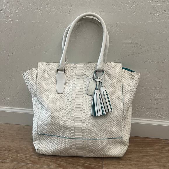 Coach $900 Legacy Python North South Tanner Tote Chalk White Handbag 23416 - Picture 4 of 12